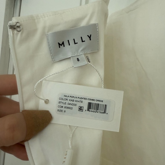 Milly Nala Poplin Pleated Combo Midi-dress
White, 8 - Picture 8 of 10